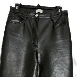 Aritzia Wilfred Black Melina Super High Rise Leather Pant